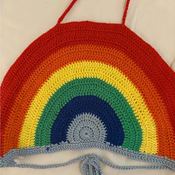 Hot & Delicious Vibrant Rainbow Crochet Halter Top - Picture 2 of 5